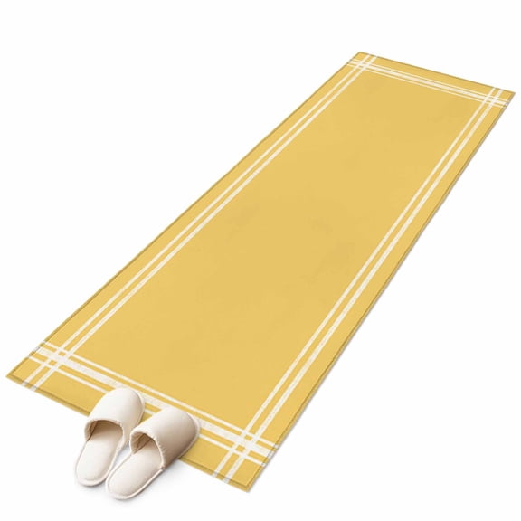 Pure Yellow Large Area Rugs for Bedroom Living Room, Soft Non Slip Carpet Bedside Rug, Simple Solid Color Rectangular Floor Cover Kitchen Accent Rug 2'x6' for Dining Room/Office