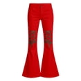 thumbnail image 5 of LRen Girls Bell Bottom Jeans Bootcut School Uniform Slacks High Waist Cute Y2k Stretch with Pocket Long Pants for Tween Girls Age 7-8 Years, 5 of 5