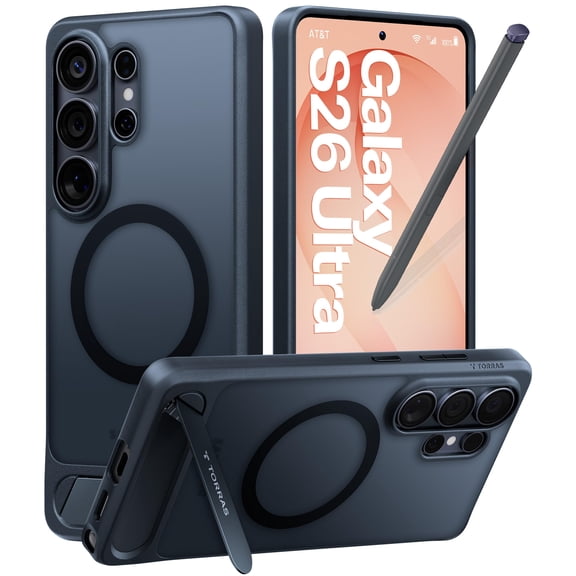 TORRAS Magnetic Kickstand Case for Samsung Galaxy S26 Ultra, Fit for MagSafe, Military-Grade Drop Protection, Translucent Black