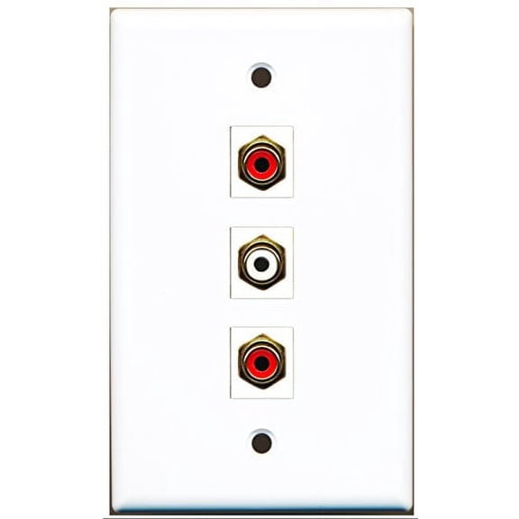 RiteAV - 2 Port RCA Red and 1 Port RCA White Wall Plate