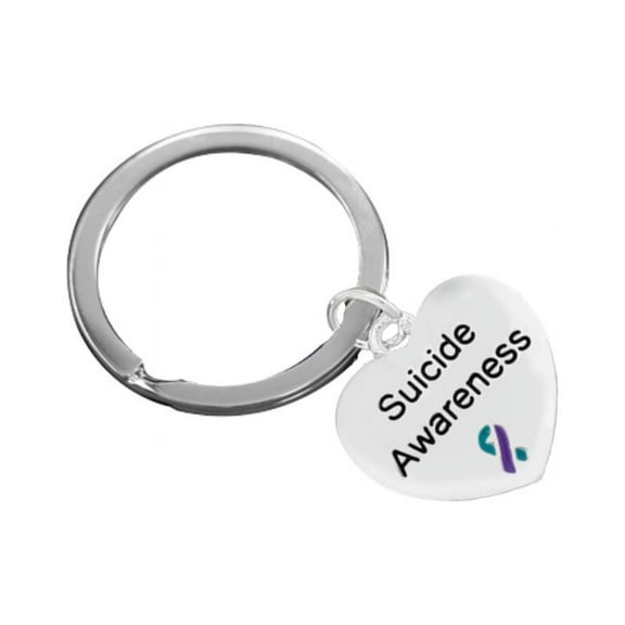 Heart Charm Suicide Awareness Split Style Key Chains