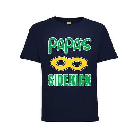 

Papa s Side Kick Funny Joke Humor Toddler Crew Graphic T-Shirt Navy 3T