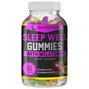 Pristine Foods Sleep Well Melatonin Gummies - Natural Sleep Aid Non-Habit Forming Anxiety & Stress Support - 60 Gummy