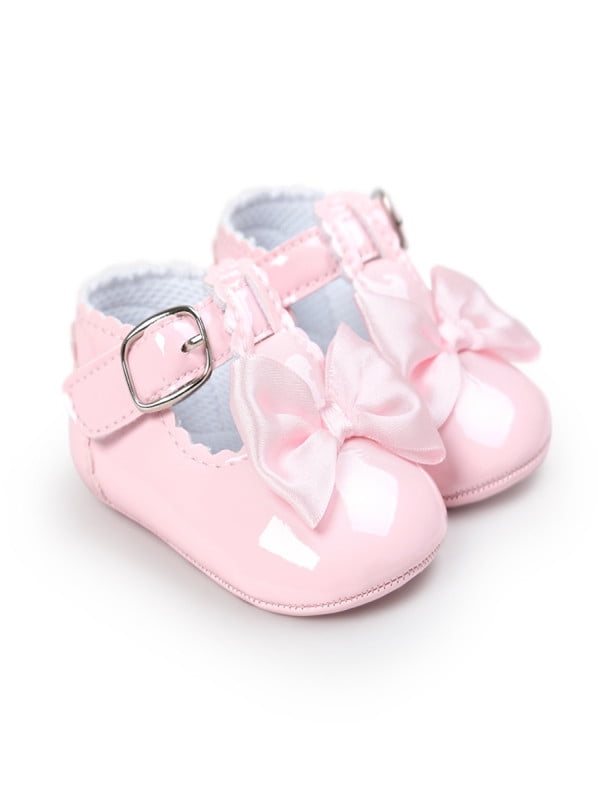 Newborn Baby Girls Princess Anti-slip Bow Crib Pram Shoes Prewalker PU Soft Sole 