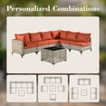 thumbnail image 3 of Vcatnet 11 Pieces Patio Furniture Sets with 54" Fire Pit Table, Outdoor Wicker Rattan Sectional Sofa, All Weather Conversation Set with Swivel Glider Chairs and Coffee Table, Coarse Orange Red, 3 of 10