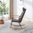 thumbnail image 4 of BISHE Modern Adjustable Headrest Pillow Rocking Chair,Upholstered Glider Rocker Chairs with High Backrest,with Armrests,Living Room,Bedroom,Balcony,Easy to Assemble,Dark Grey, 4 of 10