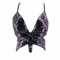 thumbnail image 2 of Wdgfv Womens Glitter Sequin Butterfly Crop Top Low-Cut Tank Top Rave Tube Vest Top for Belly Dance Outfits, 2 of 6