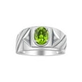 thumbnail image 1 of RYLOS Men's Rings Sterling Silver Rings Classic Designer Style 8X6MM Oval Gemstone & Diamond Ring Peridot Birthstone Rings For Men Size 9, 1 of 6