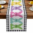 thumbnail image 2 of Burlap Table Runner 70 Inches Long,Easter Colorful Cartoon Rabbit Peeps Non-Slip Kitchen Table Runners for Dining Room Everyday Use Party Table Decorations Quote and White Black Lattice, 2 of 9