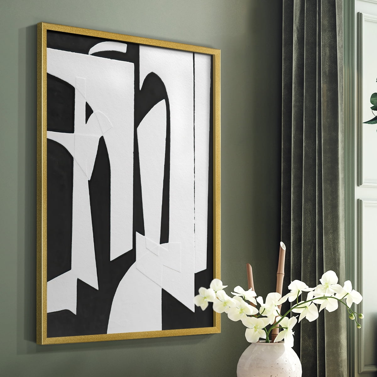 Spanish Arches II Framed Print in Gold Solid Wood Framed Print No Nail Hanging
