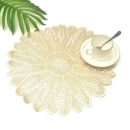 

SPRING PARK Sun Flower Hollow Non-slip Placemat Kitchen Table Cup Bowl Pad Coasters Tableware Mat