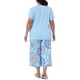 thumbnail image 3 of Conjunto de pijama de dos piezas para mujer de tallas grandes Agnes Orinda, con camisetas de manga corta y pantalones, patrón impreso, 3X azul, 3 of 6