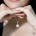 thumbnail image 5 of Certified Moissanite Halo Pendant with Beaded Details (D-VS1 Grade), 10K Yellow Gold, 5 of 8