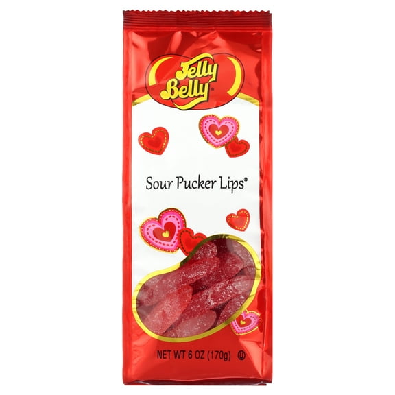 Jelly Belly Sour Pucker Lips Gift Bag, 6 Ounces of Chewy Sour-Sanded Fruit-Flavored Gummi Candy