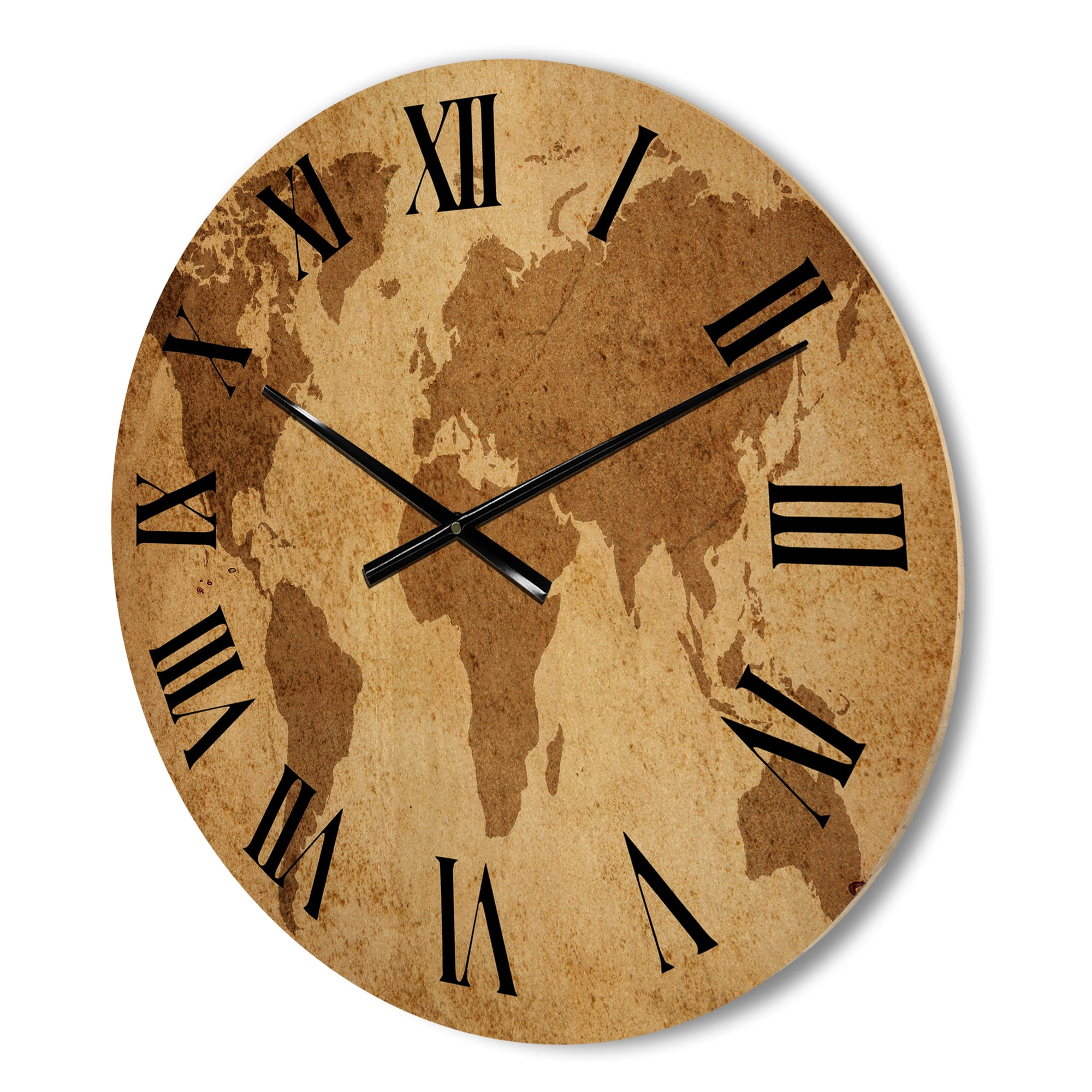 Designart 'Ancient World Map V' Vintage Wood Wall Clock