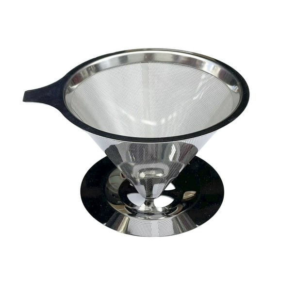 Soporte de filtro de café cónico, estante de filtración por goteo de café de doble capa de acero inoxidable 304, sin filtro de papel, utensilios de cocina