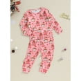 thumbnail image 3 of Arvbitana 3T 4T 5T 6T 7T Little Girls Christmas 2Pcs Outfits Gingerbread Man/Elk Print Long Sleeve Sweatshirt + Elastic Pants Sets Toddler Kids Casual Daily Clothes, 3 of 9