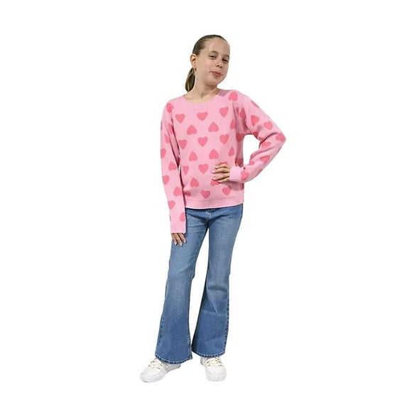 Zunie Girls Heart Sweater in Pink Size Medium 7/8