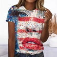 thumbnail image 4 of Gamivast T Shirts fort Women Patriotic American Flag Star Print Crew Neck Slim Fit Tees Soft Breathable Stretchy Short Sleeve Tops Independence Day Fourth of July Summer Holiday Wear, 4 of 5