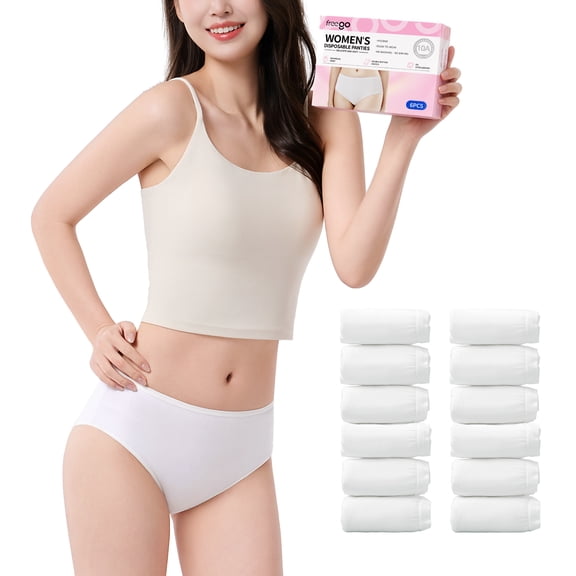 12 Pack Women's Disposable Underwear Ladies Mid Waist Briefs Panties Travel Hotel Spa Hospital Stays Emergencies