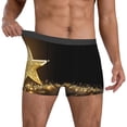 thumbnail image 2 of Salouo Gold Glittering Stars Print Men's Boxer Briefs,Breathable Underwear Elastic Waistband Briefs for Men -Small, 2 of 8