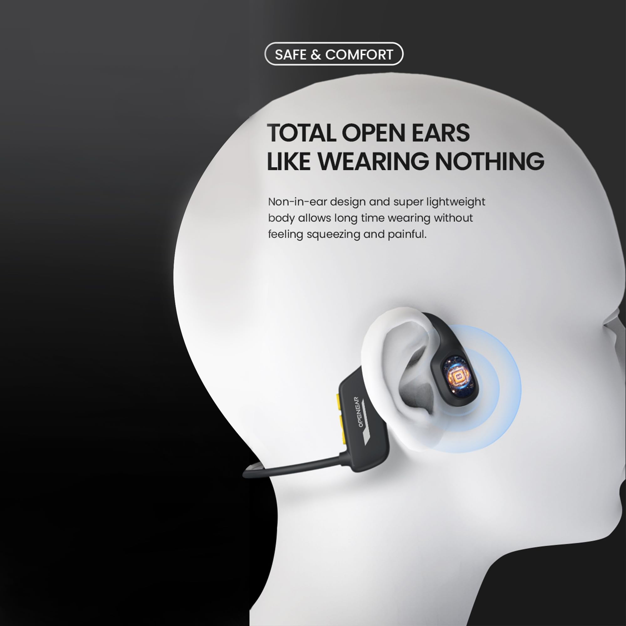 Konstreet Bone Conduction Headphones IP68 Swimming Waterproof Dustproof Sweatproof MP3 Player Headset Underwater Music Player 8GB Memory, Open-Ear Wireless Bluetooth 5.3 with Mic for Running, Cycling
