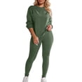 thumbnail image 2 of HOWPAY 2 Piece Lounge Sets for Women Long Sleeve Crewneck Tops and Pants Outfits Solid Color Lightweight Causal Soft Comfy Sweatsuits GN1 L, 2 of 4