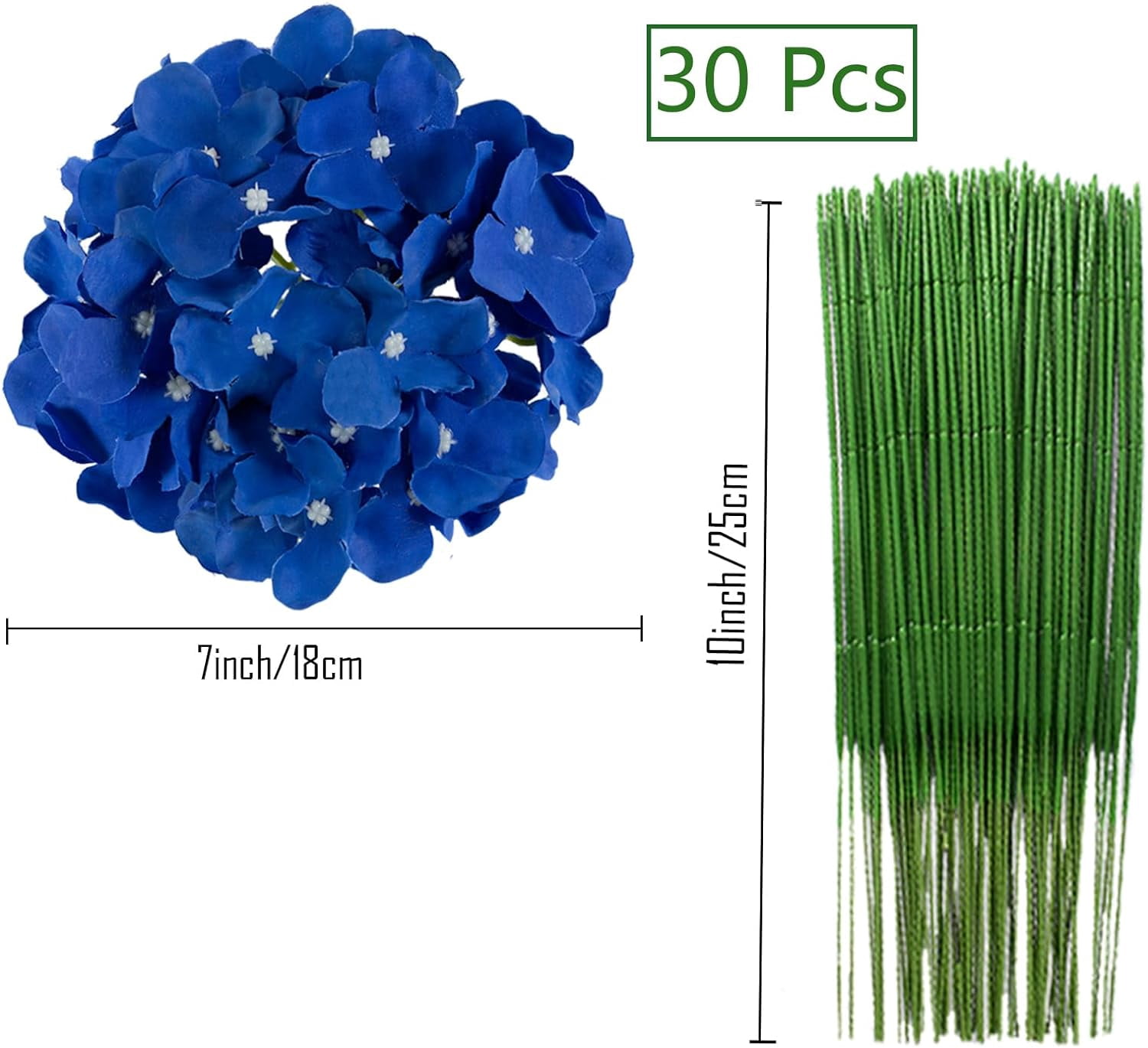 Silk Hydrangea Heads Artificial Flowers Heads and Stems Fake Hydrangea Flowers for Home Wedding Decor (Pure White)