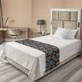 thumbnail image 1 of Floral Bed Runner, Continued Pattern of Hibiscus White Flower Illustration and Leaves in Calm Tones, Decorative Accent Bedding Scarf for Hotels Homes and Guestrooms, Twin, Sea Blue Brown, by Ambesonne, 1 of 2