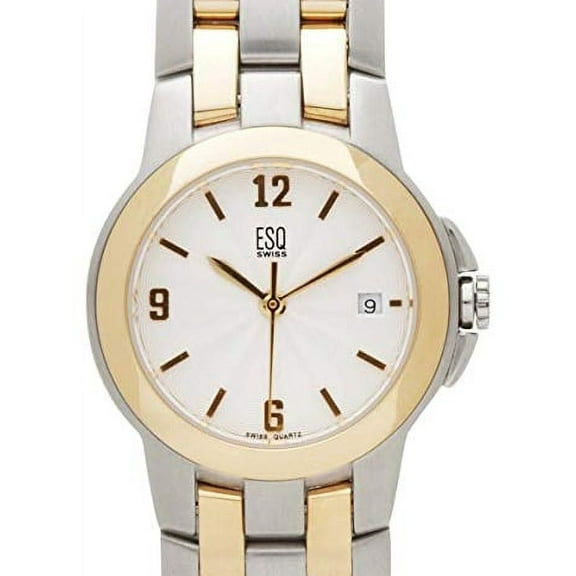 Pre-Owned ESQ Movado Silver Guilloche Dial Two Tone Steel Quartz Ladies Watch 07100957 (Good)