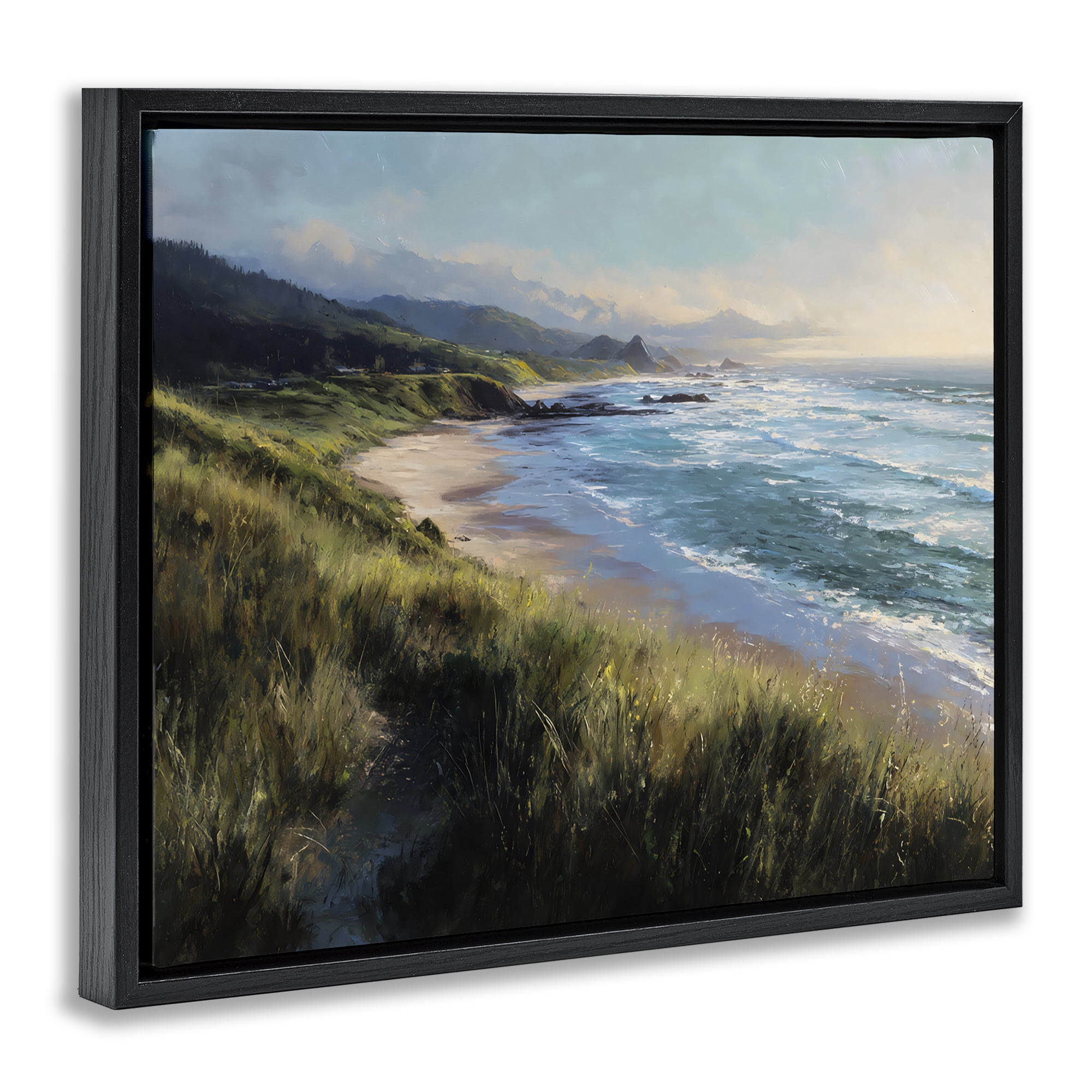 Stupell Industries Nature's Coast in Morning Light Black Framed Floater Canvas Wall Art, design by Franklyn Gregory
