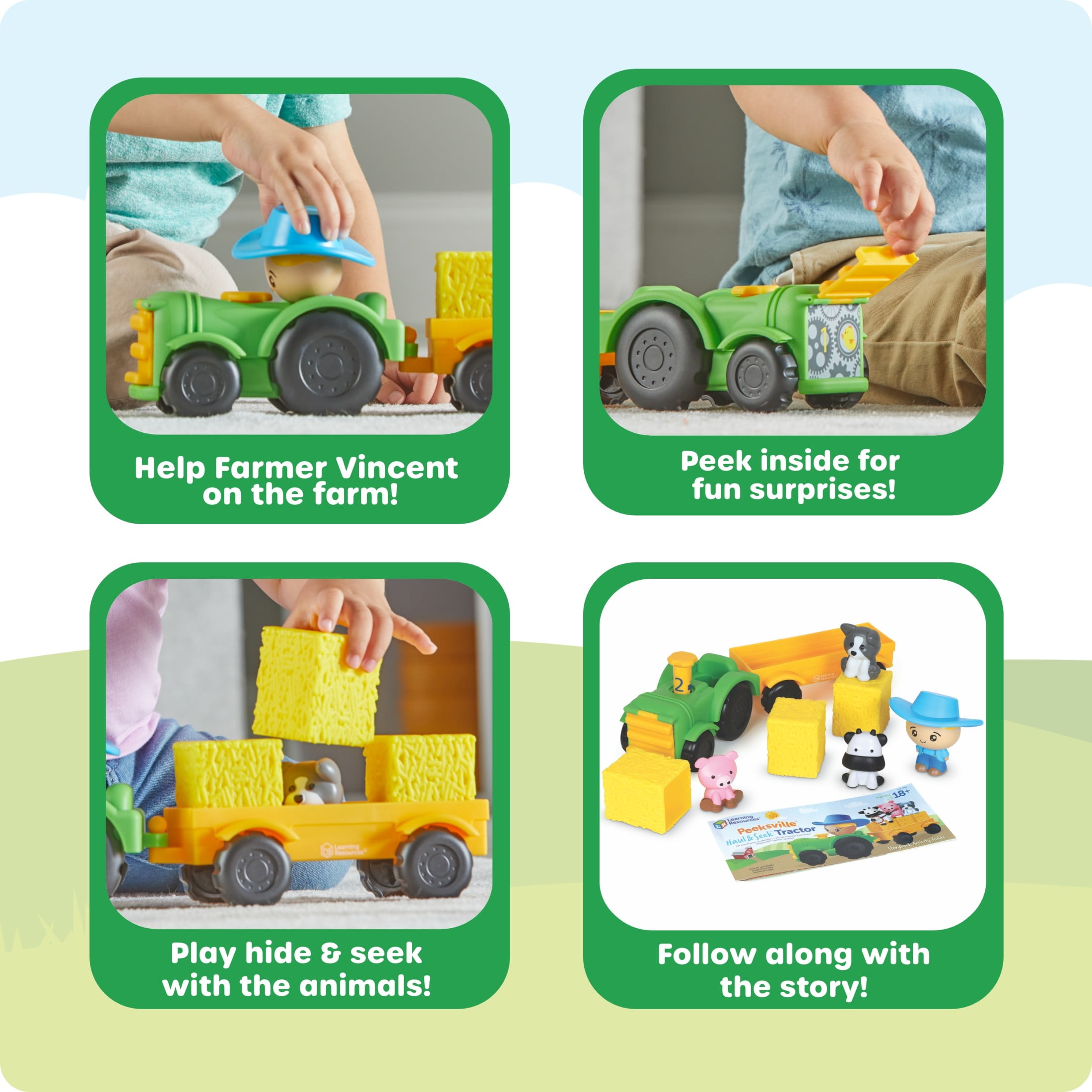 Learning Resources Peeksville Haul & Seek Tractor, Tractor Toys, Farm Toys, Ages 18 Months +