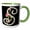 Green/White, variant on 3drose, Monogram Initial S with Pretty Pink Flowers, 11oz Two-tone Black Mug