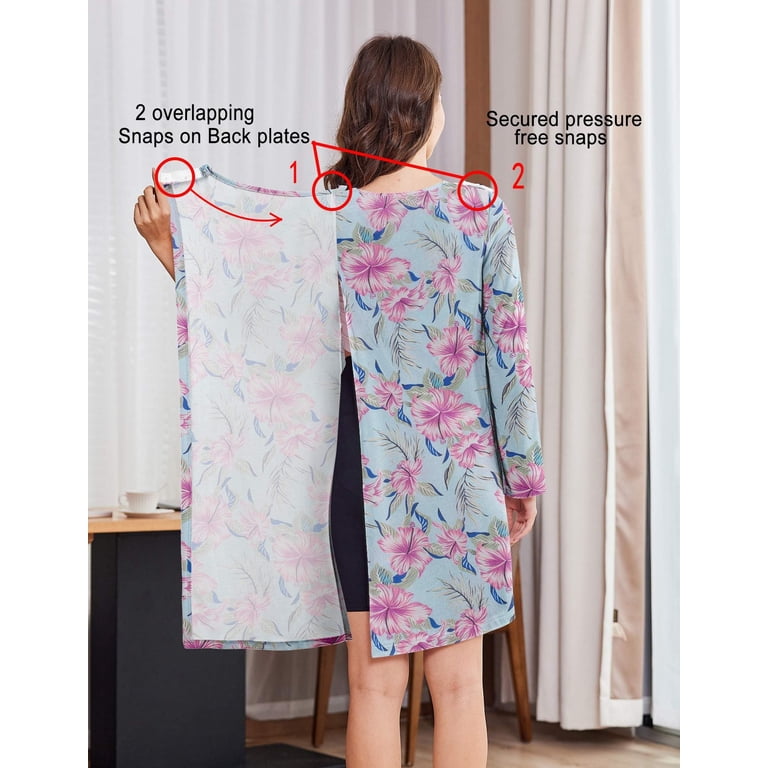 dressing gowns for elderly ladies Pinspark Hospital Nightgowns Women Open Back Nightdress Bedridden Women' Pajama Dress Long Sleeve Post Surgery Style:A Line