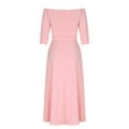 thumbnail image 5 of BLTIBY Off Shoulder Maxi Dress for Women Half Sleeve Elegant Slimming Belted Long Dress Wedding Evening Party Pink L, 5 of 6