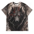 thumbnail image 3 of LAOLIUSN Men's 3D Graphic Tees, Dark Fantasy Wolf Red Eyes T-Shirt, Gothic Streetwear Short Sleeve Animal Print Shirt,,L, 3 of 6