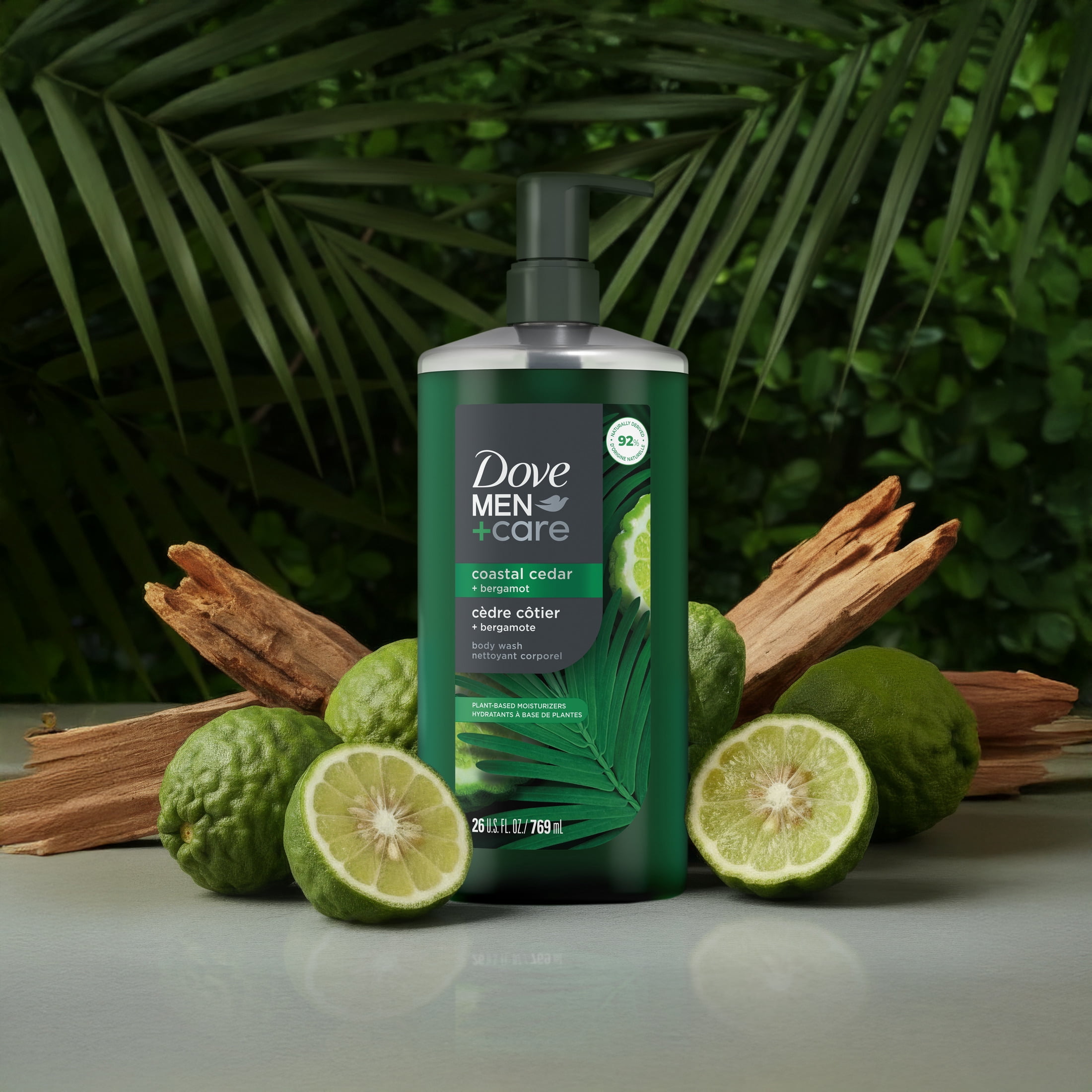 (4 pack) Dove Men+Care Coastal Cedar + Bergamot Moisturizing Body Wash Coastal Cedar Dermatologist Body Wash For Men Sulfate Free, Paraben Free, & Dye Free , 26 fl oz