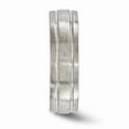 thumbnail image 3 of Solid Titanium Men's Matte Brushed Finish and Grooved 7mm Wedding Band Ring Size 9.5, 3 of 7