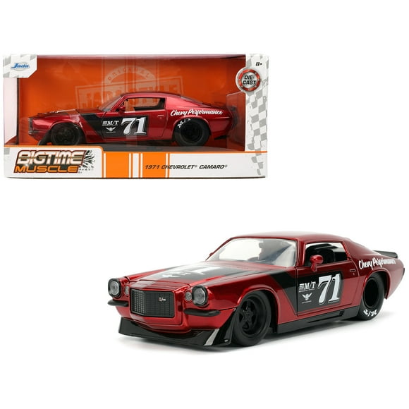 1971 Chevrolet Camaro #71 Red Metallic with Black Stripes "Bigtime Muscle" Series 1/24 Diecast Model Car by Jada(Selections May Vary)