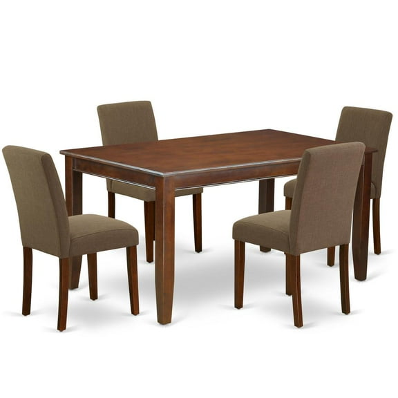 East West Furniture Dining Room Set Mahogany, DUAB5-MAH-18
