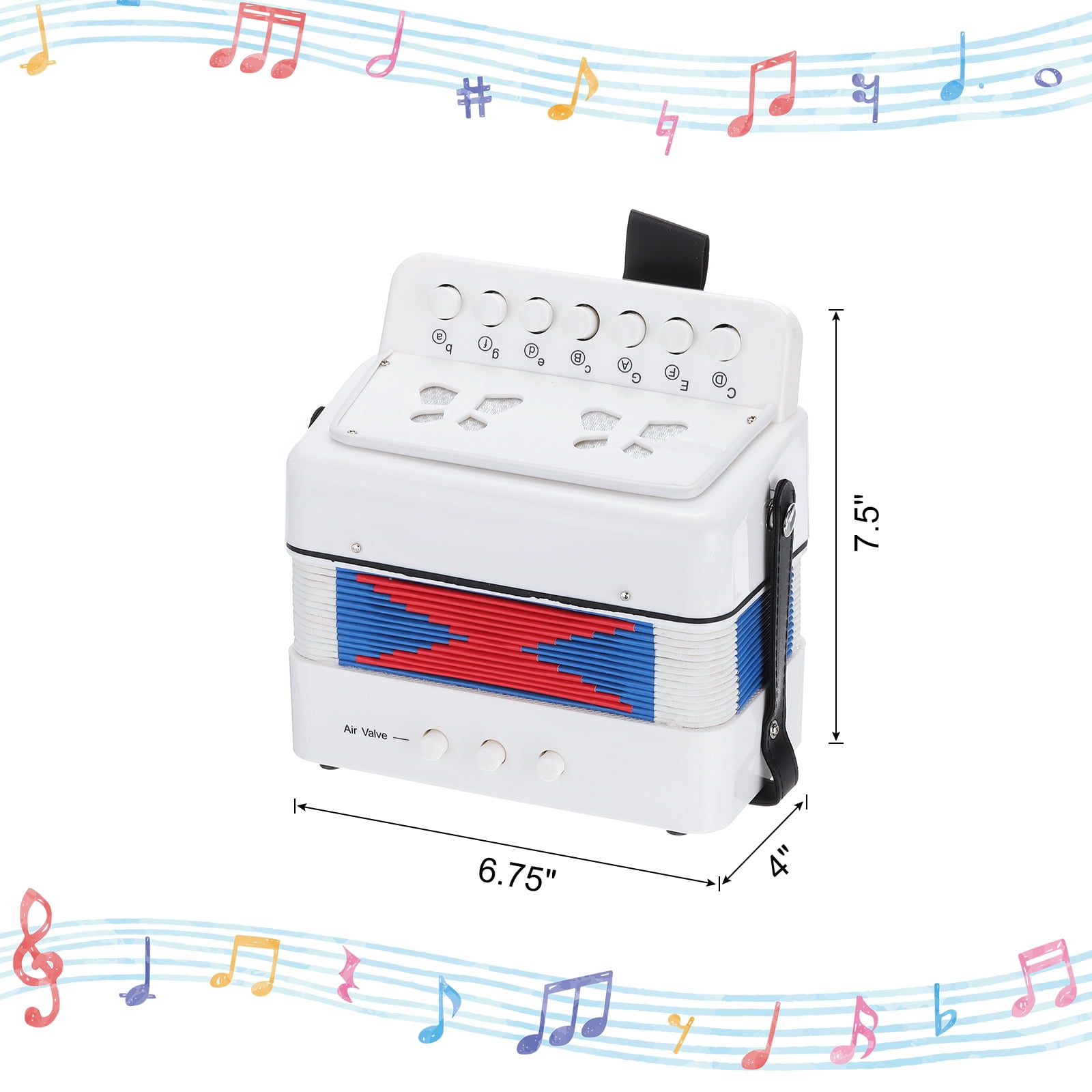 Uxcell 10 Keys Button Accordion Mini Musical Instrument Gifts for Beginners White