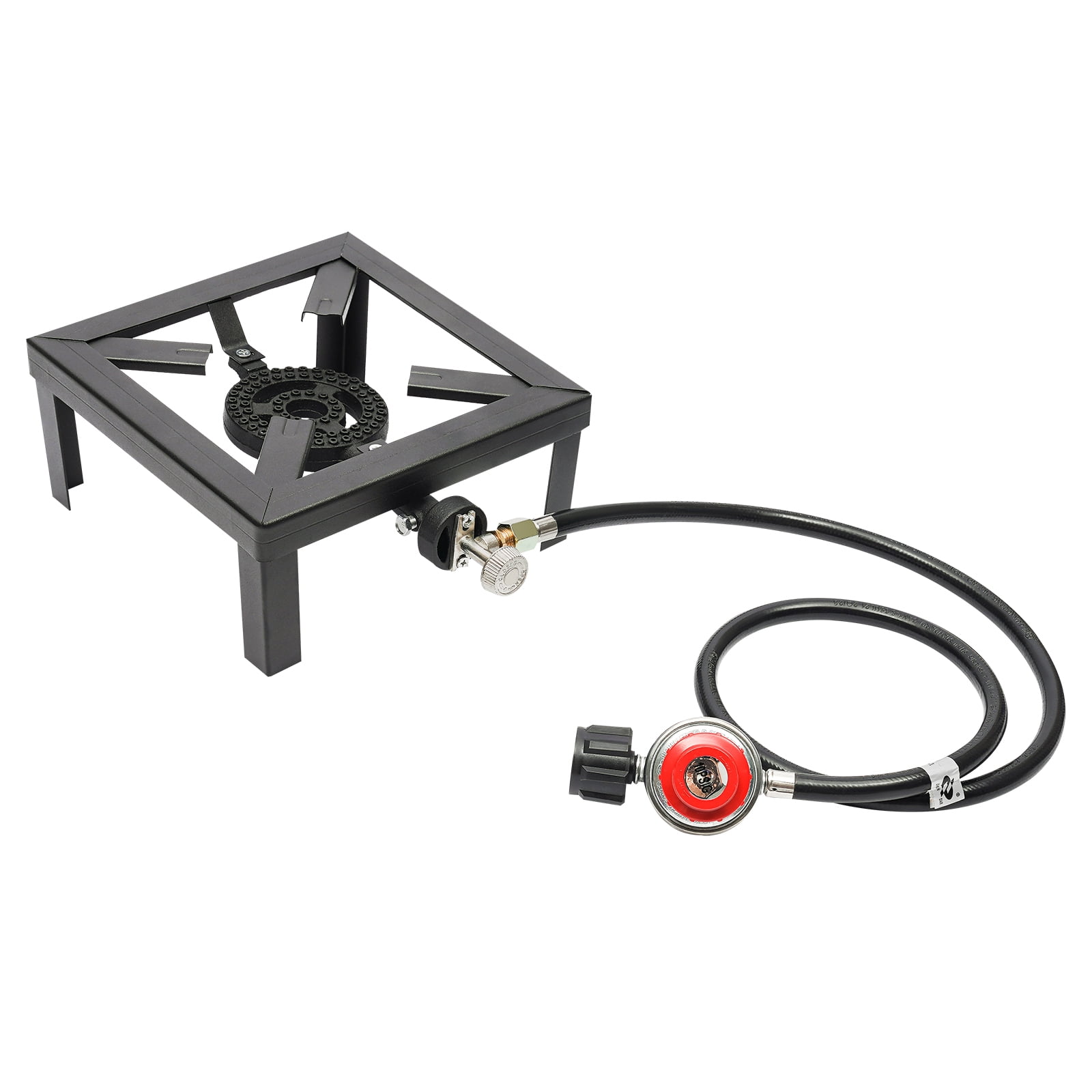 Aiqidi Outdoor Camping Gas Stove BBQ Propane Cooker Portable Single Burner Stove with 0-20PSI Adjustable Regulator 8000W