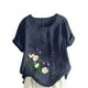 thumbnail image 1 of Camiseta suelta informal de verano con cuello redondo y manga corta con estampado de flores para mujer OAVQHLG3B Store  lin121212, 1 of 4