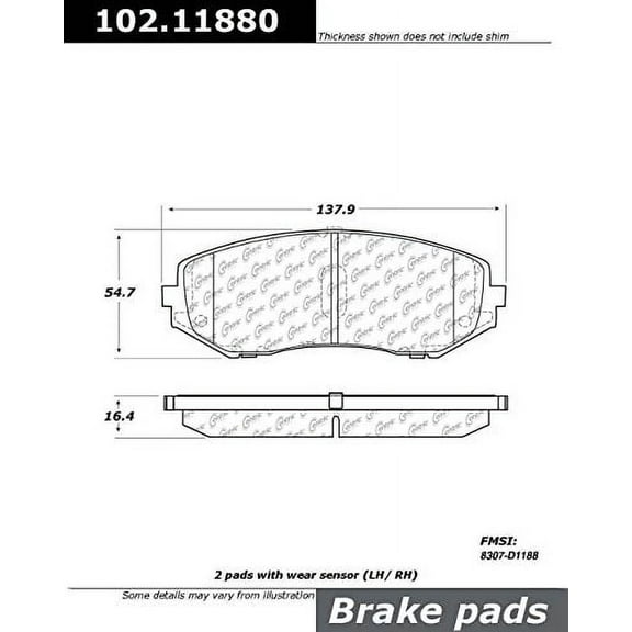 Centric Parts Disc Brake Pad P/N:102.11880