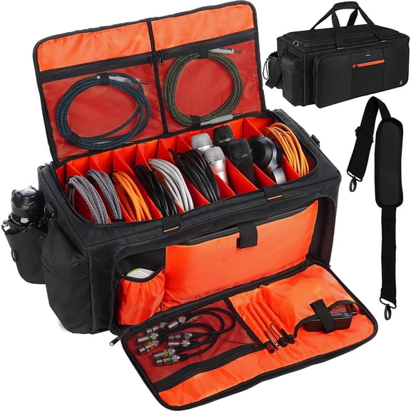 Bolsa para DJ Timoxi grande con placa de soporte robusta y 9 separadores