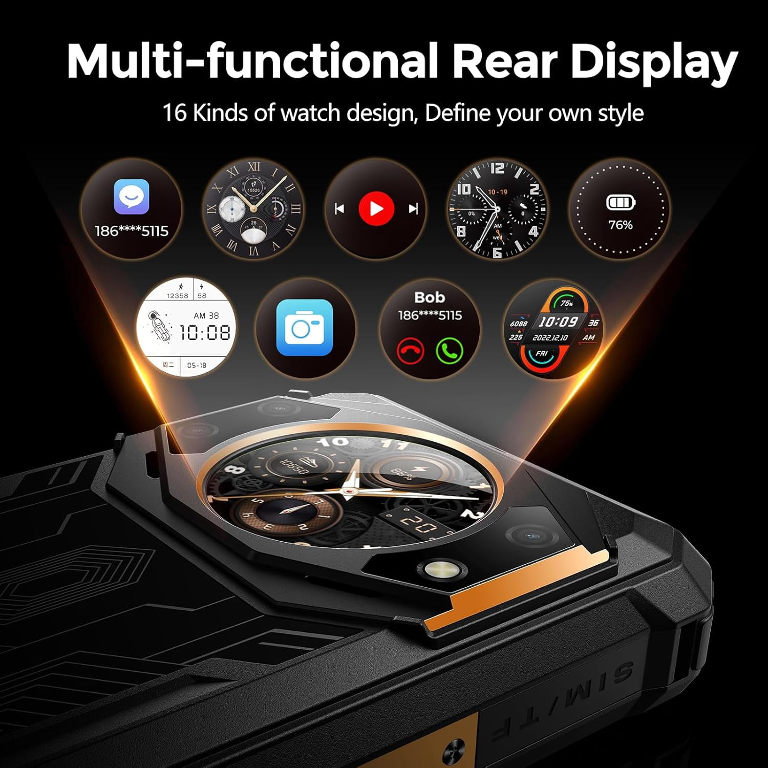 FOSSiBOT Rugged phone F101 PRO 15GB+128GB 5.45-Inch Main & 1.32-inch Innovative & Multifunction Rear Display 10600mAh Hac NFC