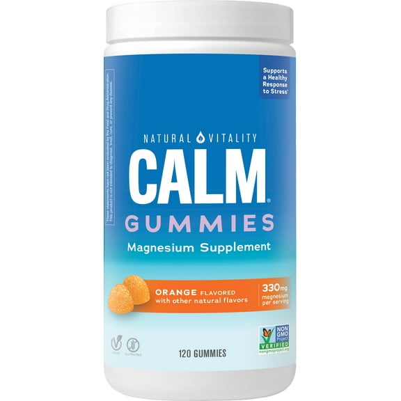 CALM Magnesium Supplement | Orange Flavored Gummies | 120 Count | by Natural Vitality