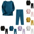 thumbnail image 2 of Qingpeng Kids Unisex Casual Solid Color Top Long Sleeve Pants Matching Outfit Set for Kids, 2 of 6