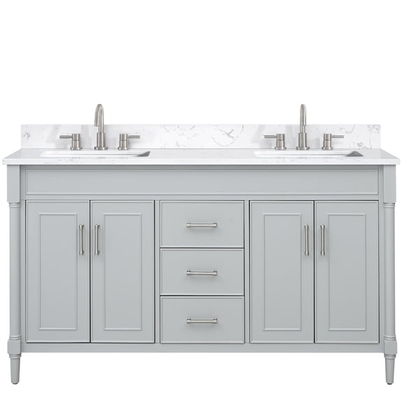 Avanity BRISTOL-VS61-LG-E Bristol 60" Free Standing Double Basin Vanity Set - Grey