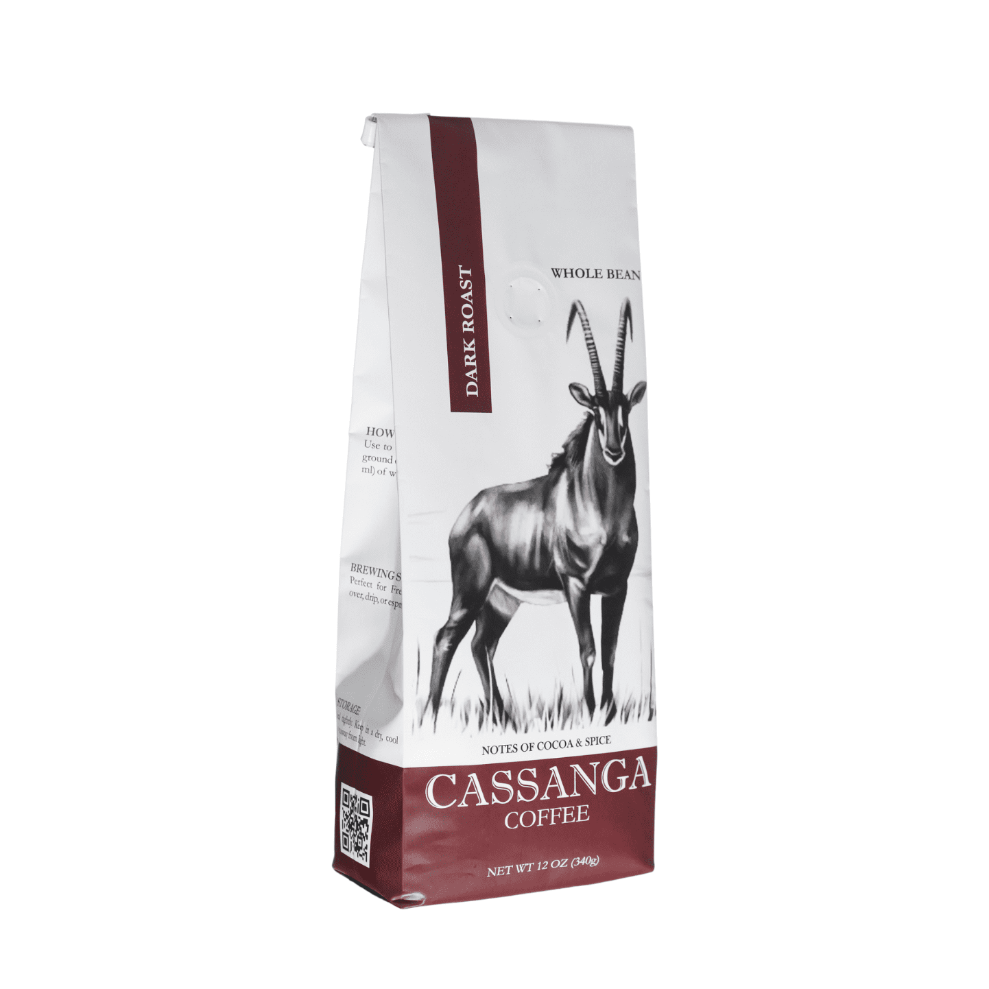 Cassanga Coffee — Natural Dark Roast, Whole Bean Coffee 12 oz (340 g)